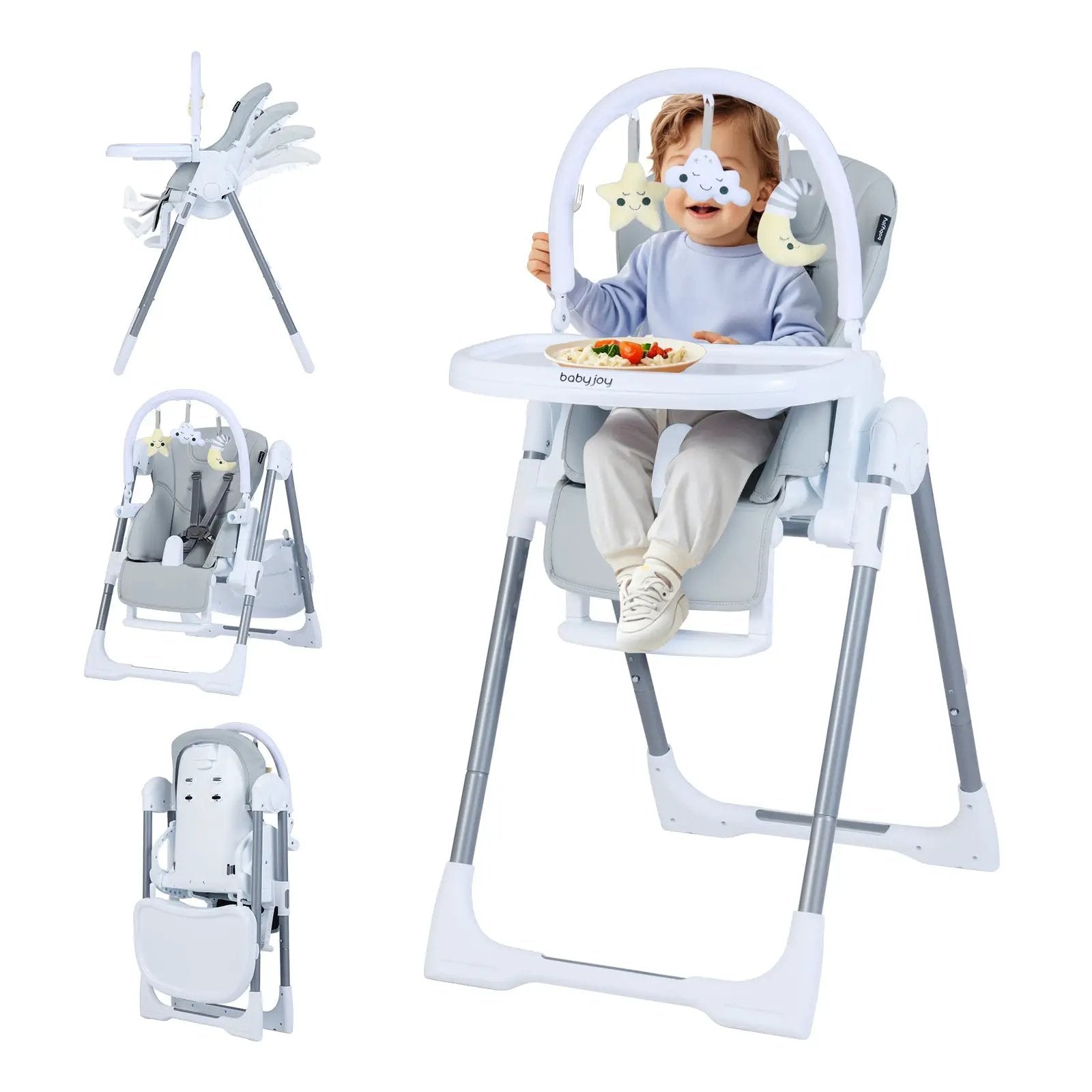 Foldable Baby High Chair with Adjustable Height and Relining Seat by DirectDeals