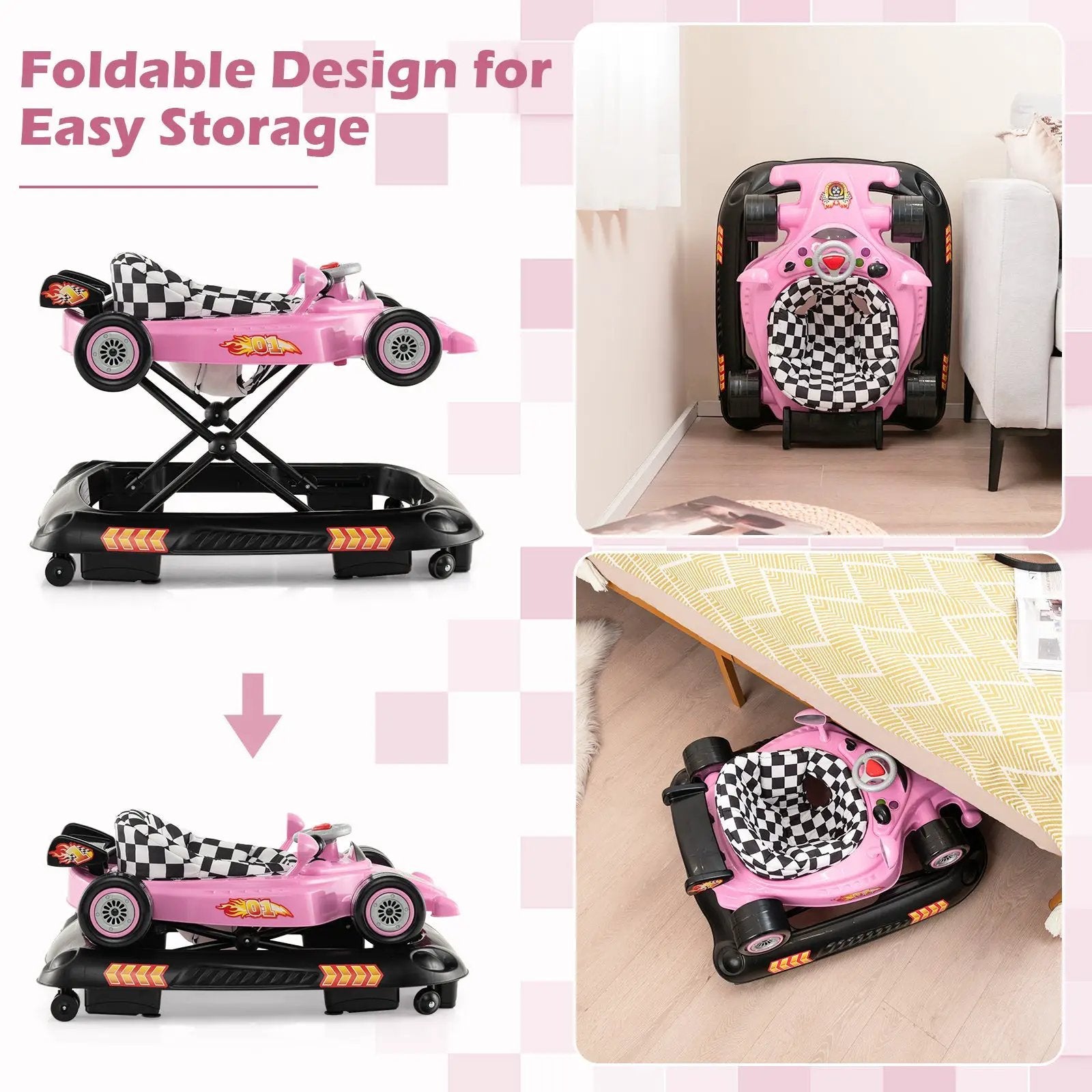 Convertible Baby Walker with 3 Adjustable Height Settings by DirectDeals