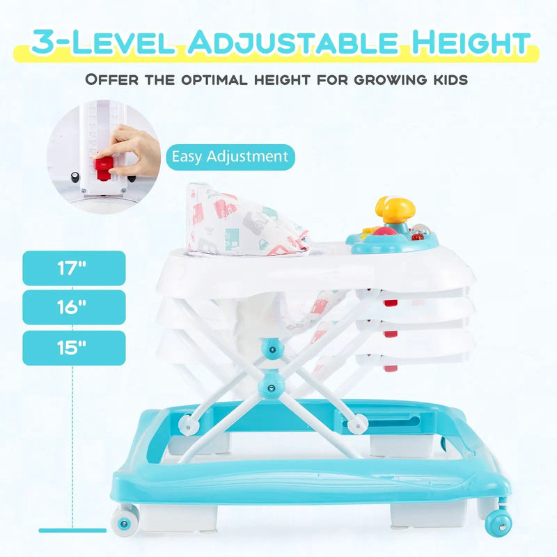 Foldable Baby Walker with 3 Adjustable Heights and Padded Seat by DirectDeals