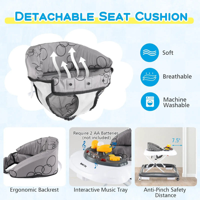 Foldable Baby Walker with 3 Adjustable Heights and Padded Seat by DirectDeals