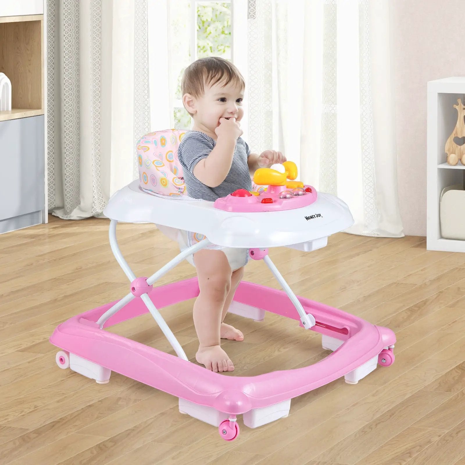 Foldable Baby Walker with 3 Adjustable Heights and Padded Seat by DirectDeals