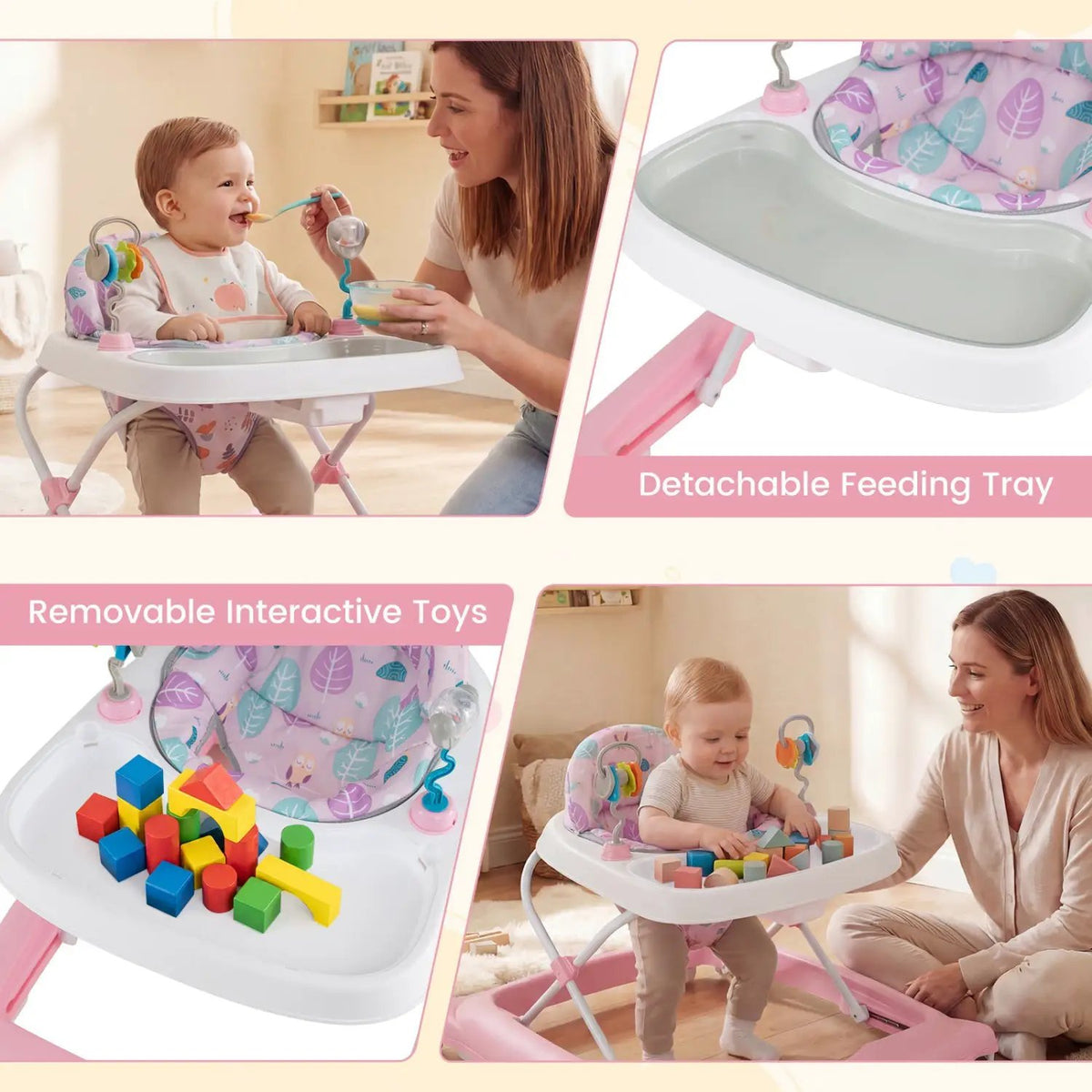 Foldable Baby Walker with Removable Seat and Adjustable Height for 6-12 Months, photo 14 of 15
