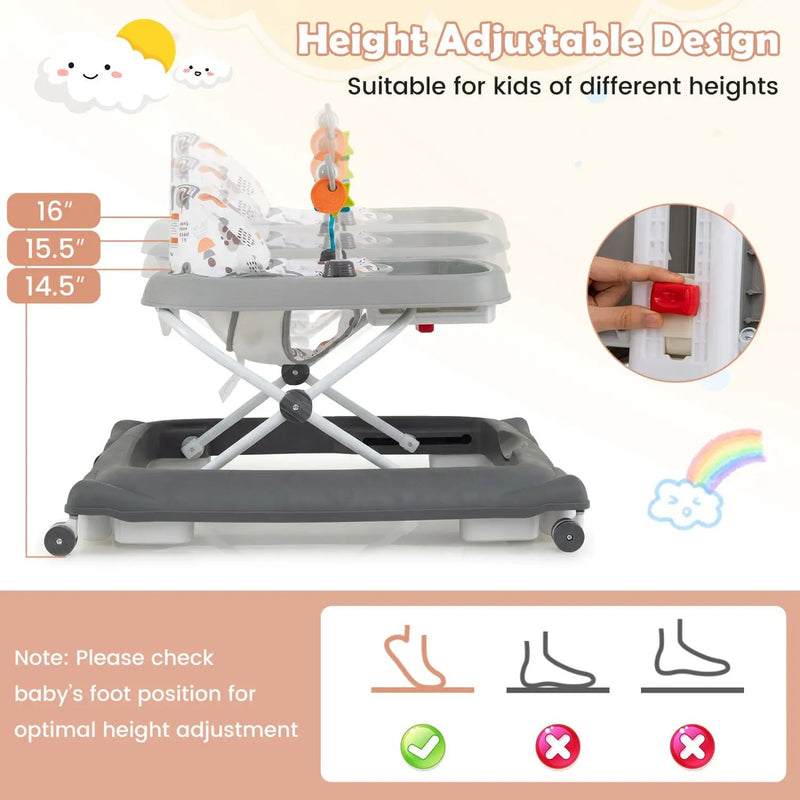 Foldable Baby Walker with Removable Seat and Adjustable Height for 6-12 Months by DirectDeals