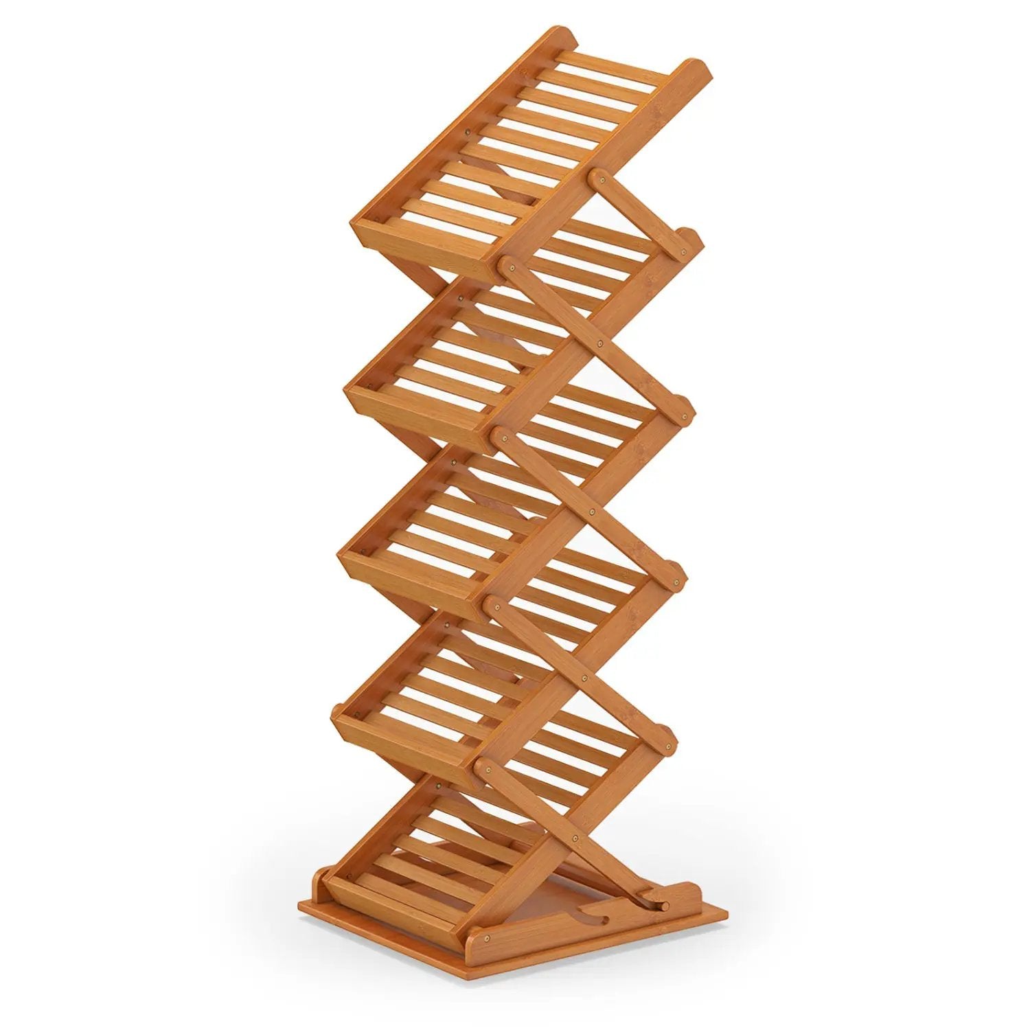Foldable Bamboo Magazine Rack with 5 Tiers and 2 Positions by DirectDeals