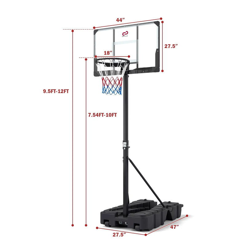 Foldable Basketball Hoop 7.54-10 ft Stepless Adjustable with PC Backboard by DirectDeals