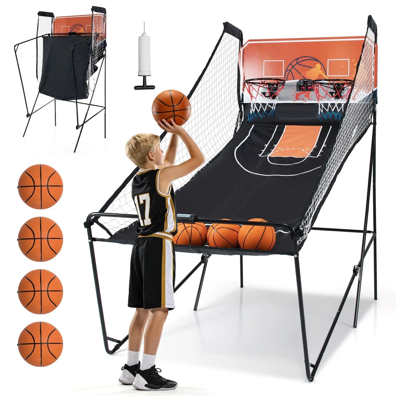 Foldable Basketball Arcade Game Kids Basketball Hoop Machine with 8 Exciting Playing Modes by DirectDeals