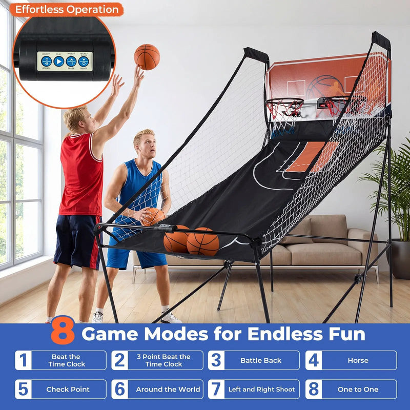 Foldable Basketball Arcade Game Kids Basketball Hoop Machine with 8 Exciting Playing Modes by DirectDeals
