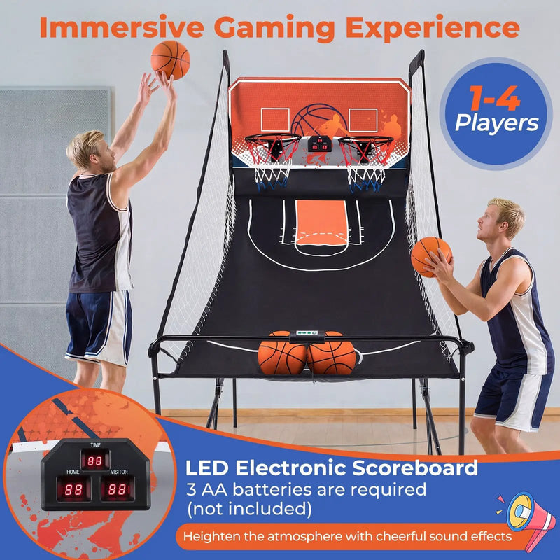 Foldable Basketball Arcade Game Kids Basketball Hoop Machine with 8 Exciting Playing Modes by DirectDeals