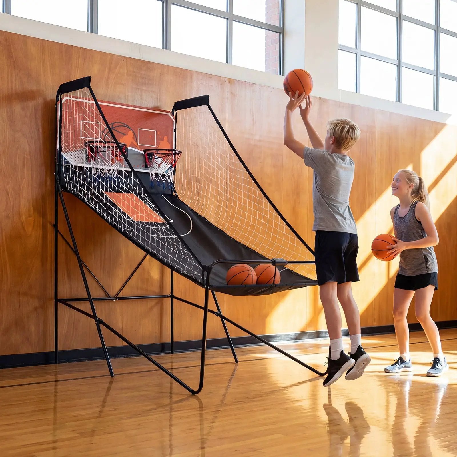 Foldable Basketball Arcade Game Kids Basketball Hoop Machine with 8 Exciting Playing Modes by DirectDeals