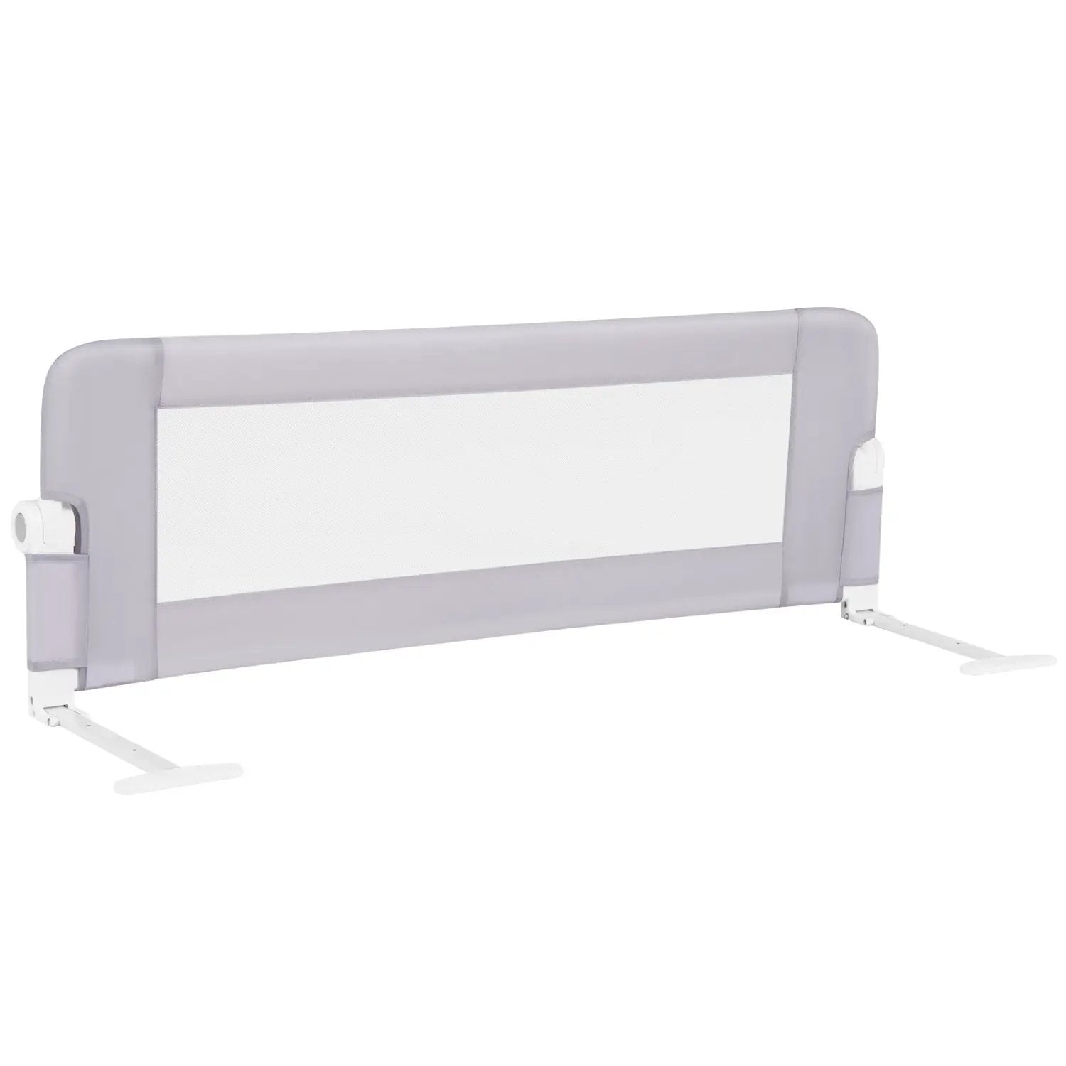 Foldable Bed Rail with Swing Down Design - Light Gray by DirectDeals
