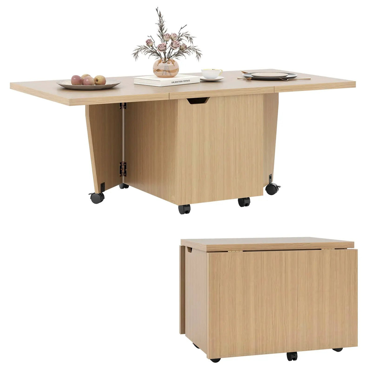 Foldable Coffee Table with Storage Cabinet Extendable Center Table, photo 8 of 16