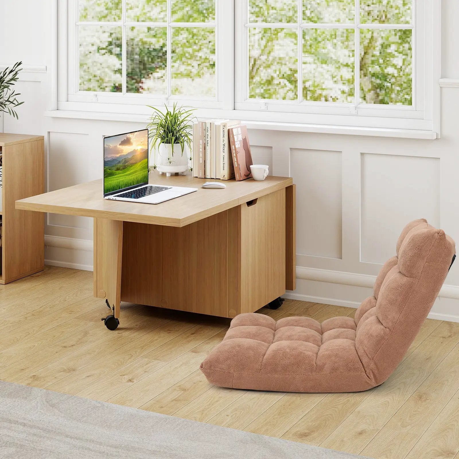 Foldable Coffee Table with Storage Cabinet Extendable Center Table by DirectDeals