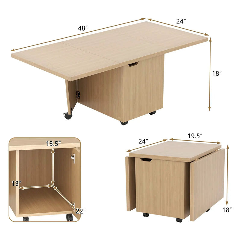 Foldable Coffee Table with Storage Cabinet Extendable Center Table by DirectDeals