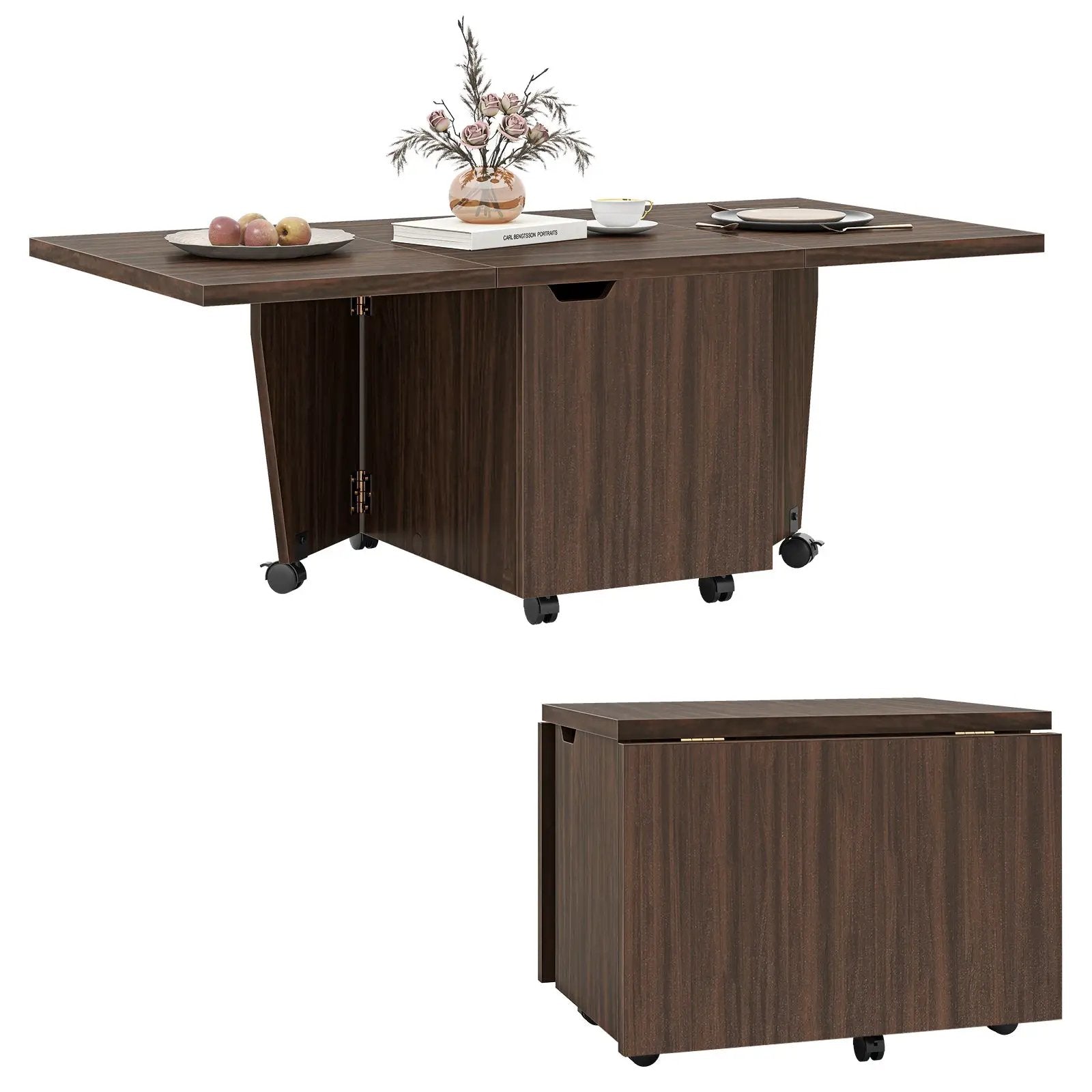 Foldable Coffee Table with Storage Cabinet Extendable Center Table by DirectDeals