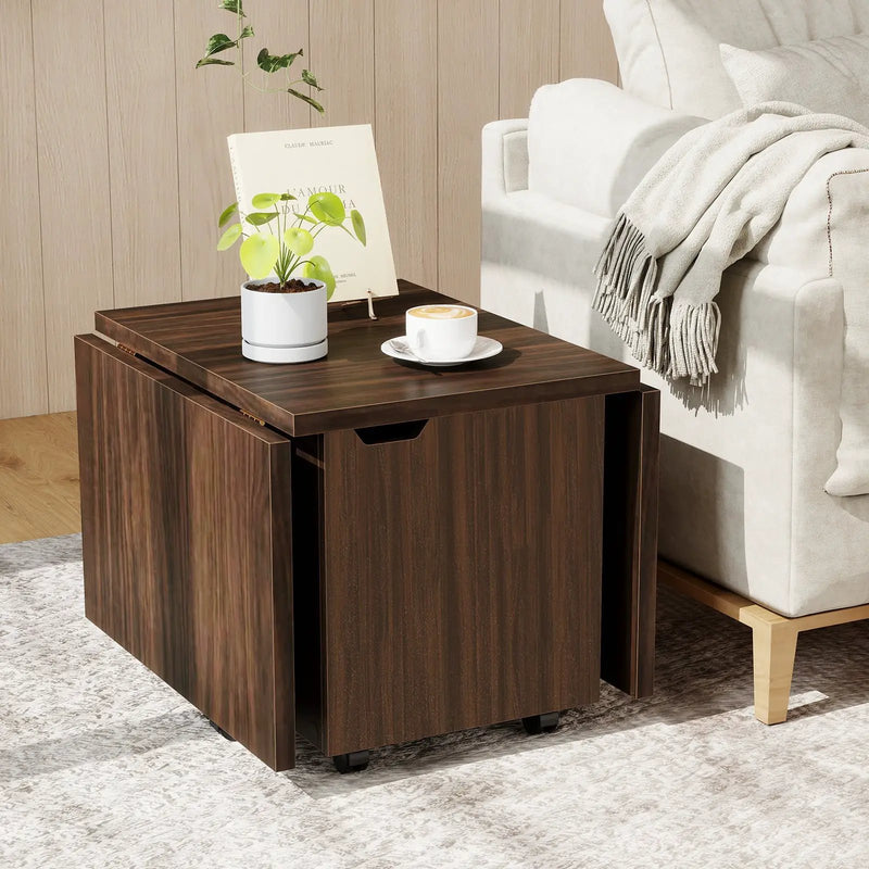 Foldable Coffee Table with Storage Cabinet Extendable Center Table by DirectDeals