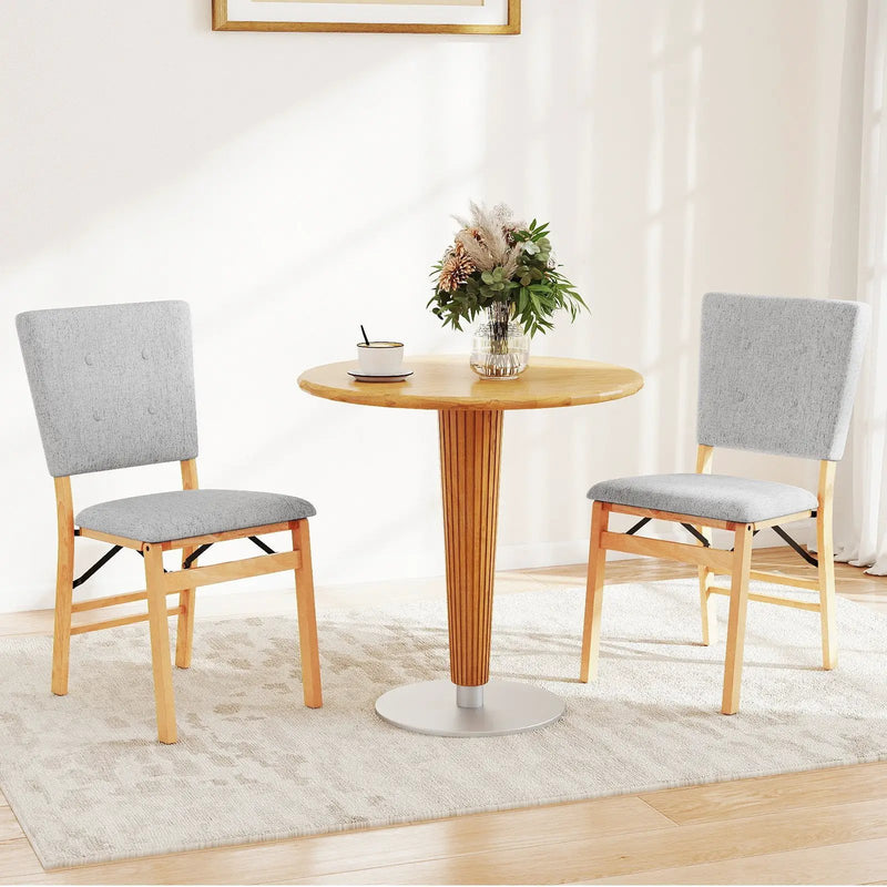 Foldable Dining Chair Set of 2 Armless Kitchen Chair with Padded Seat and Tilt Backrest by DirectDeals