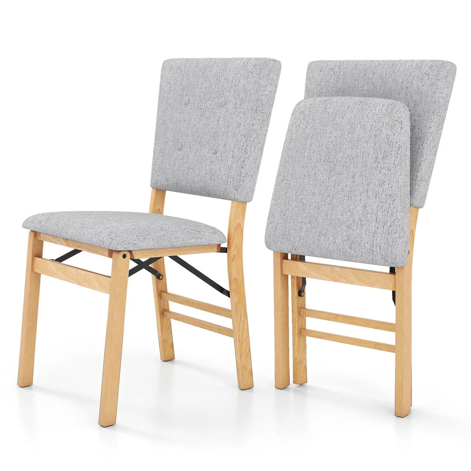 Foldable Dining Chair Set of 2 Armless Kitchen Chair with Padded Seat and Tilt Backrest by DirectDeals