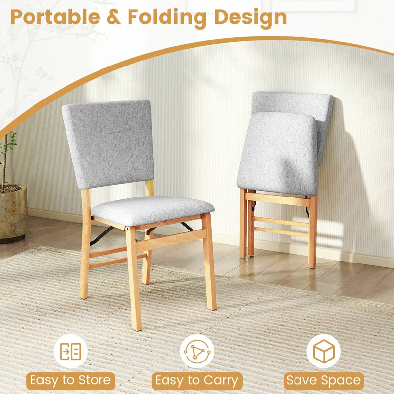 Foldable Dining Chair Set of 2 Armless Kitchen Chair with Padded Seat and Tilt Backrest by DirectDeals