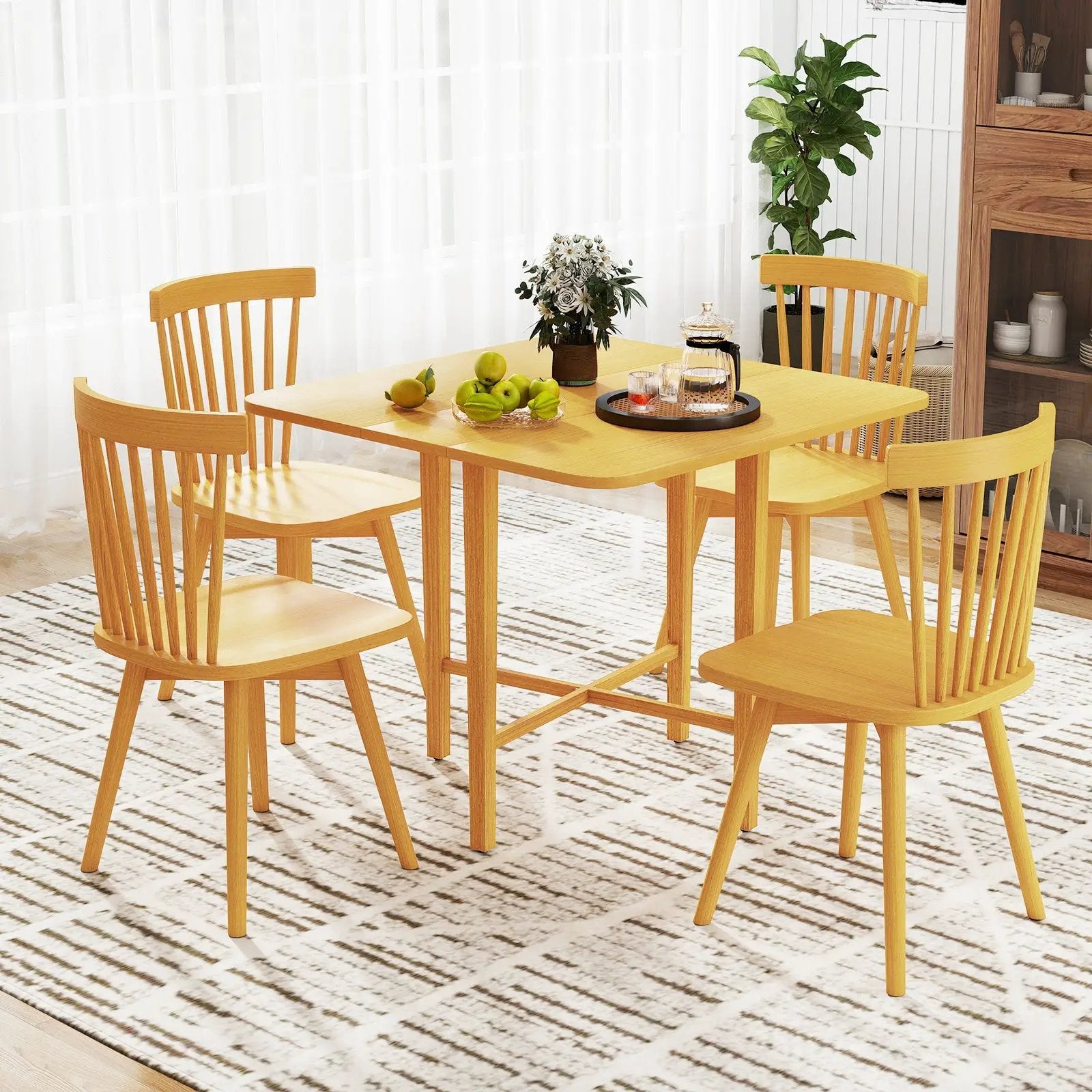 Foldable Dining Table for 2-4 People with Rubber Wood Legs for Small Space by DirectDeals