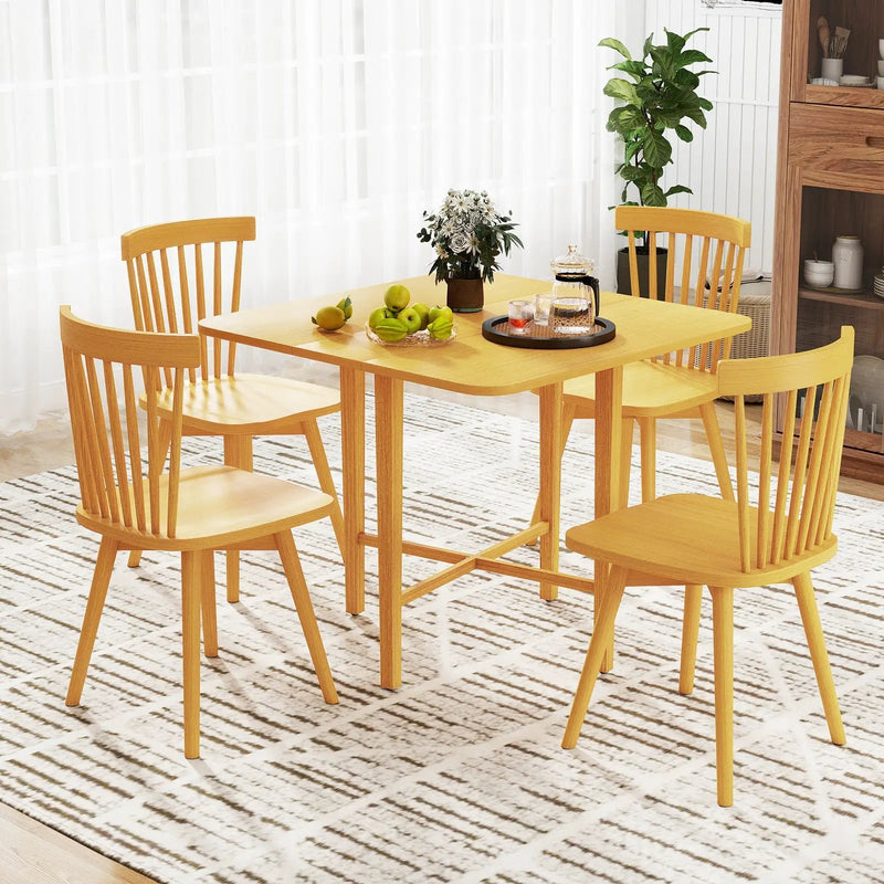 Foldable Dining Table for 2-4 People with Rubber Wood Legs for Small Space by DirectDeals