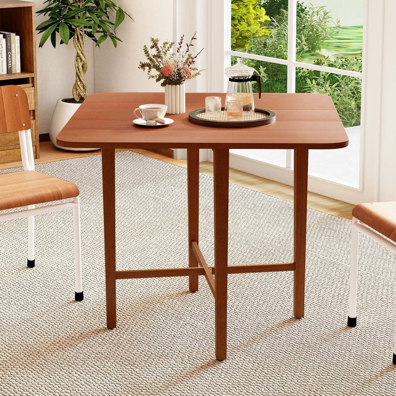 Foldable Dining Table for 2-4 People with Rubber Wood Legs for Small Space by DirectDeals