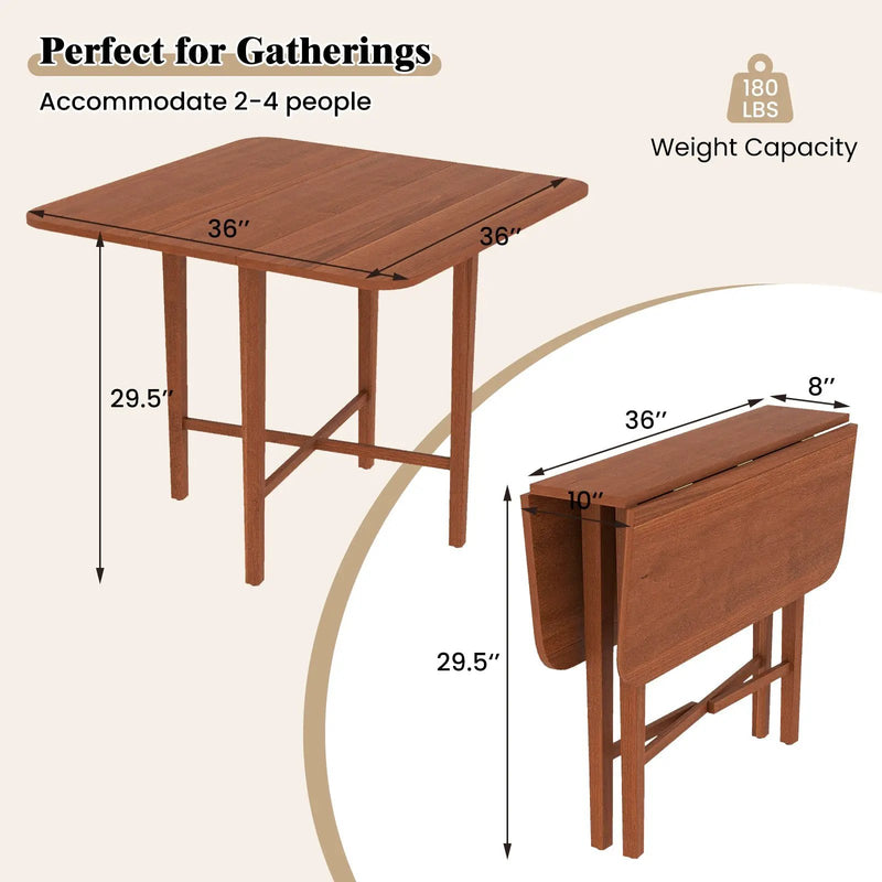 Foldable Dining Table for 2-4 People with Rubber Wood Legs for Small Space by DirectDeals