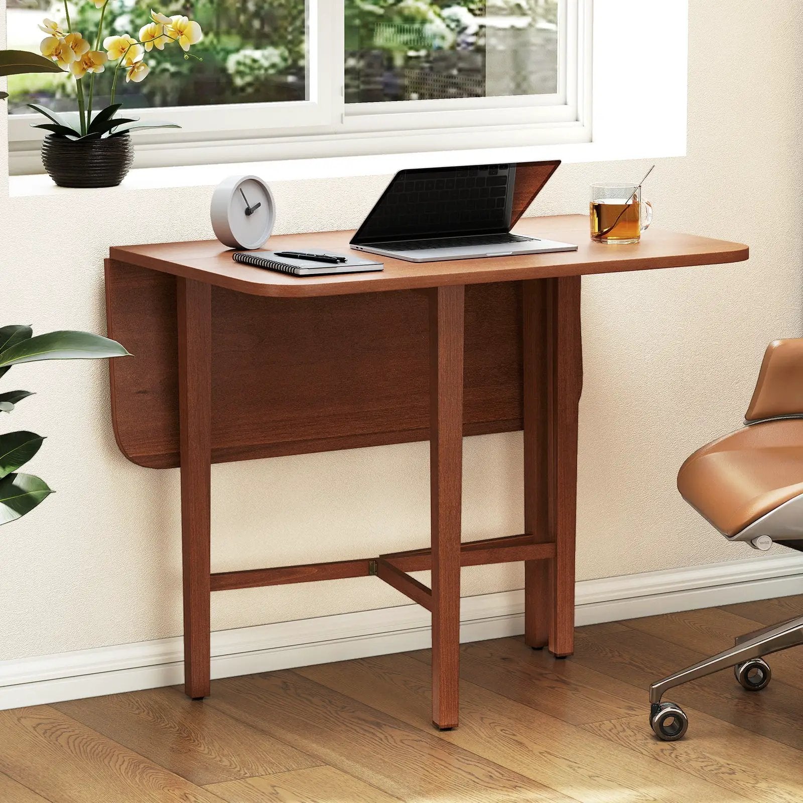 Foldable Dining Table for 2-4 People with Rubber Wood Legs for Small Space by DirectDeals