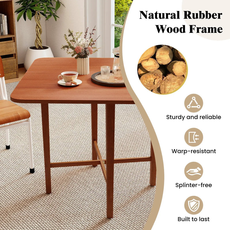 Foldable Dining Table for 2-4 People with Rubber Wood Legs for Small Space by DirectDeals