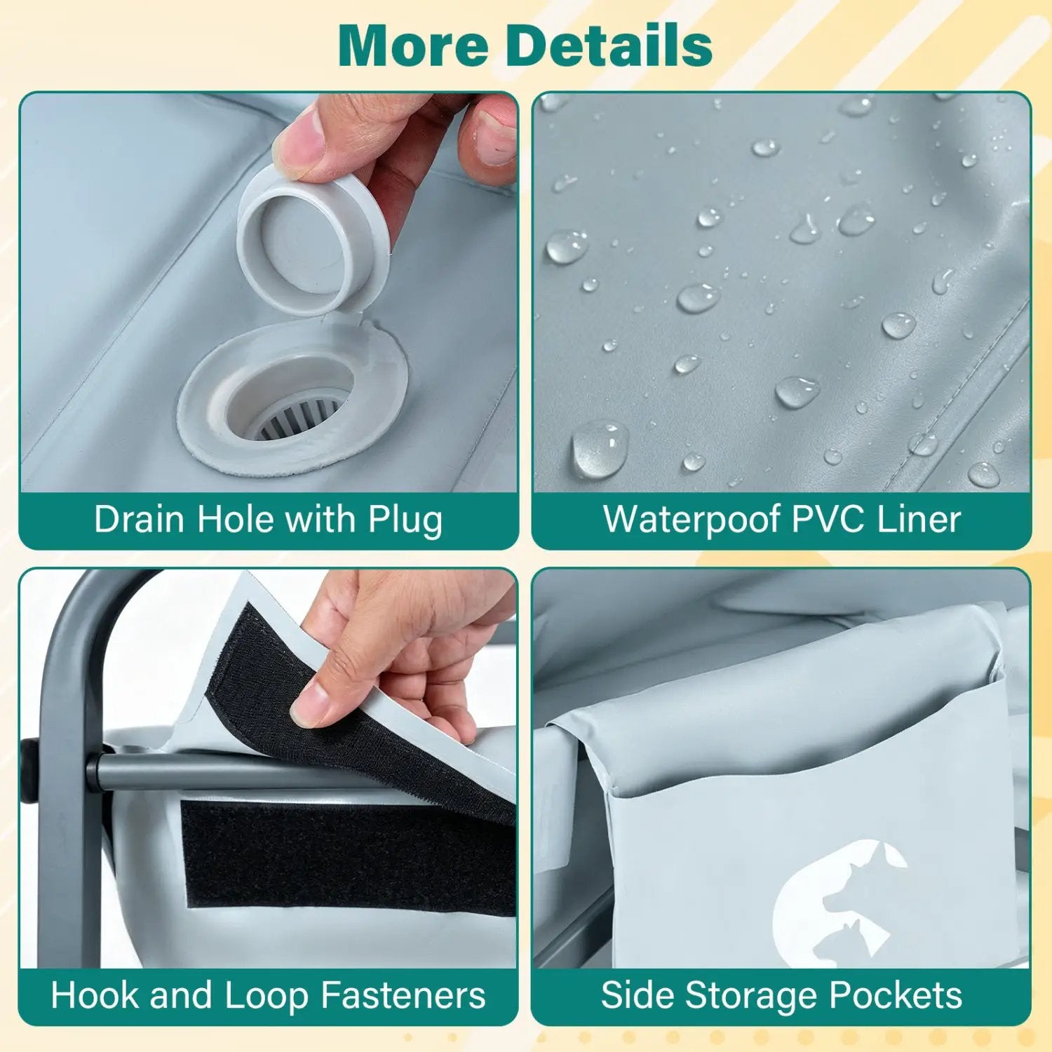 Foldable Dog Bath Cart with Adjustable Height & 4 Wheels by DirectDeals