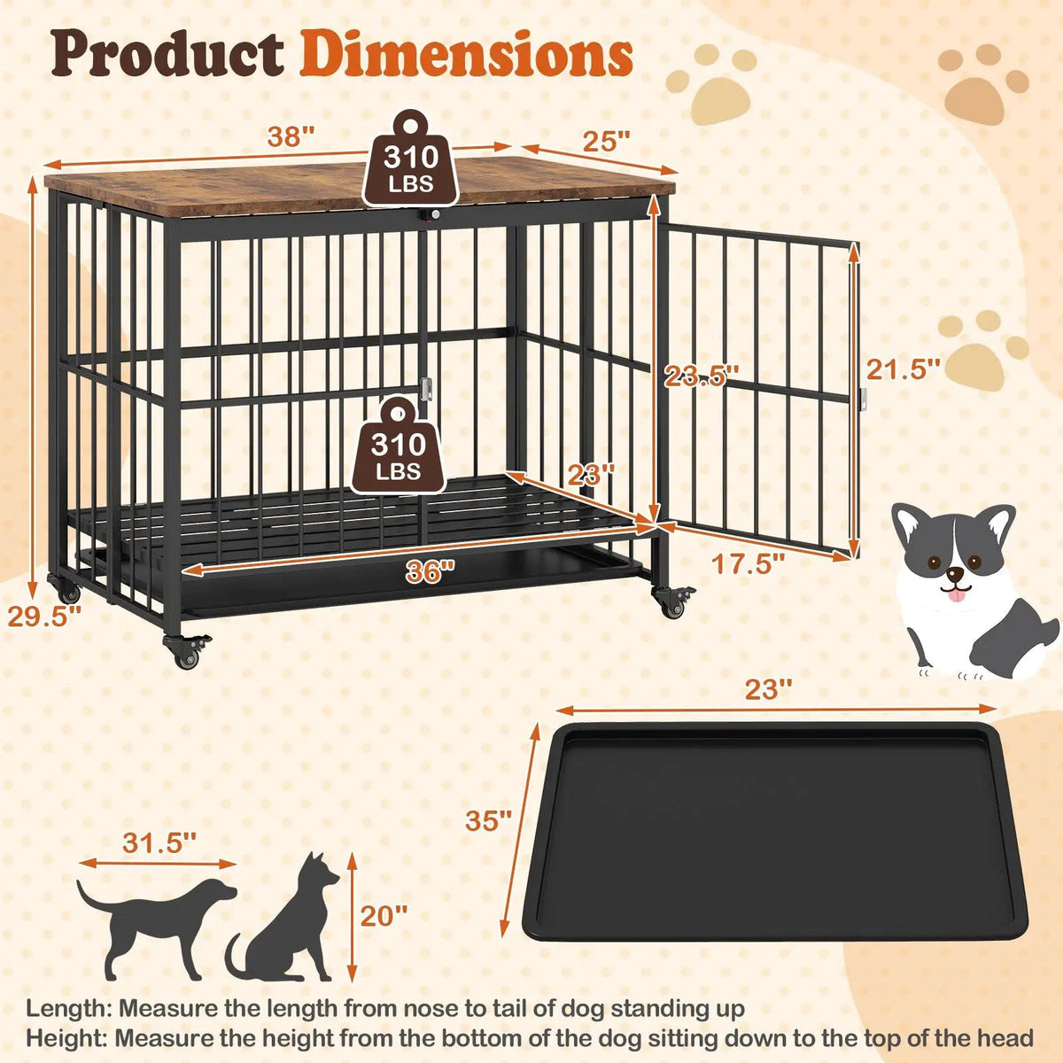 Foldable Dog Crate Furniture with Removable Tray and Lockable Door, packed in its shipping crate 9