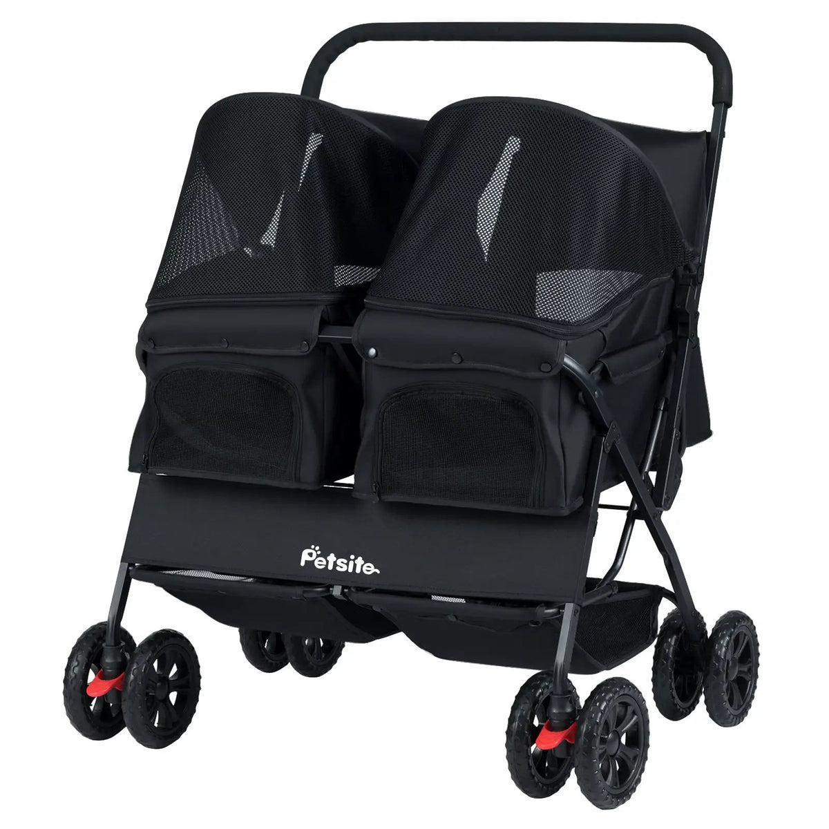 Foldable Double Pet Stroller with Adjustable Sunshade and Storage Basket, photo 7 of 24