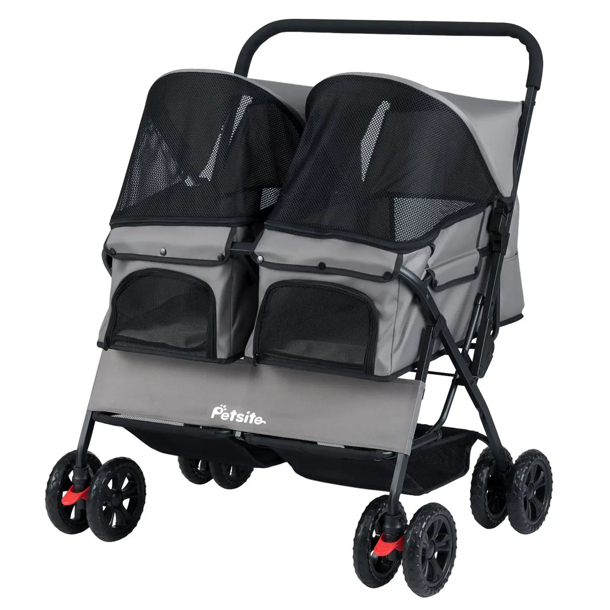 Foldable Double Pet Stroller with Adjustable Sunshade and Storage Basket, photo 9 of 24