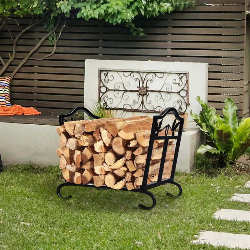 Foldable Firewood Log Rack Steel Wood Storage Holder by DirectDeals