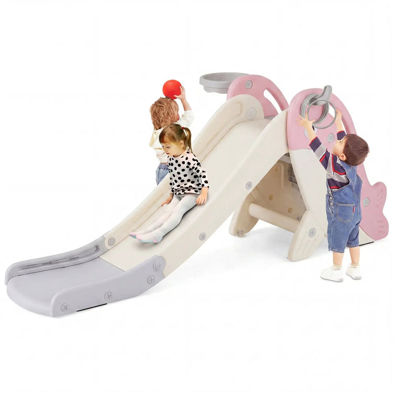 Foldable Baby Slide Climber Playset with Basketball Hoop by DirectDeals