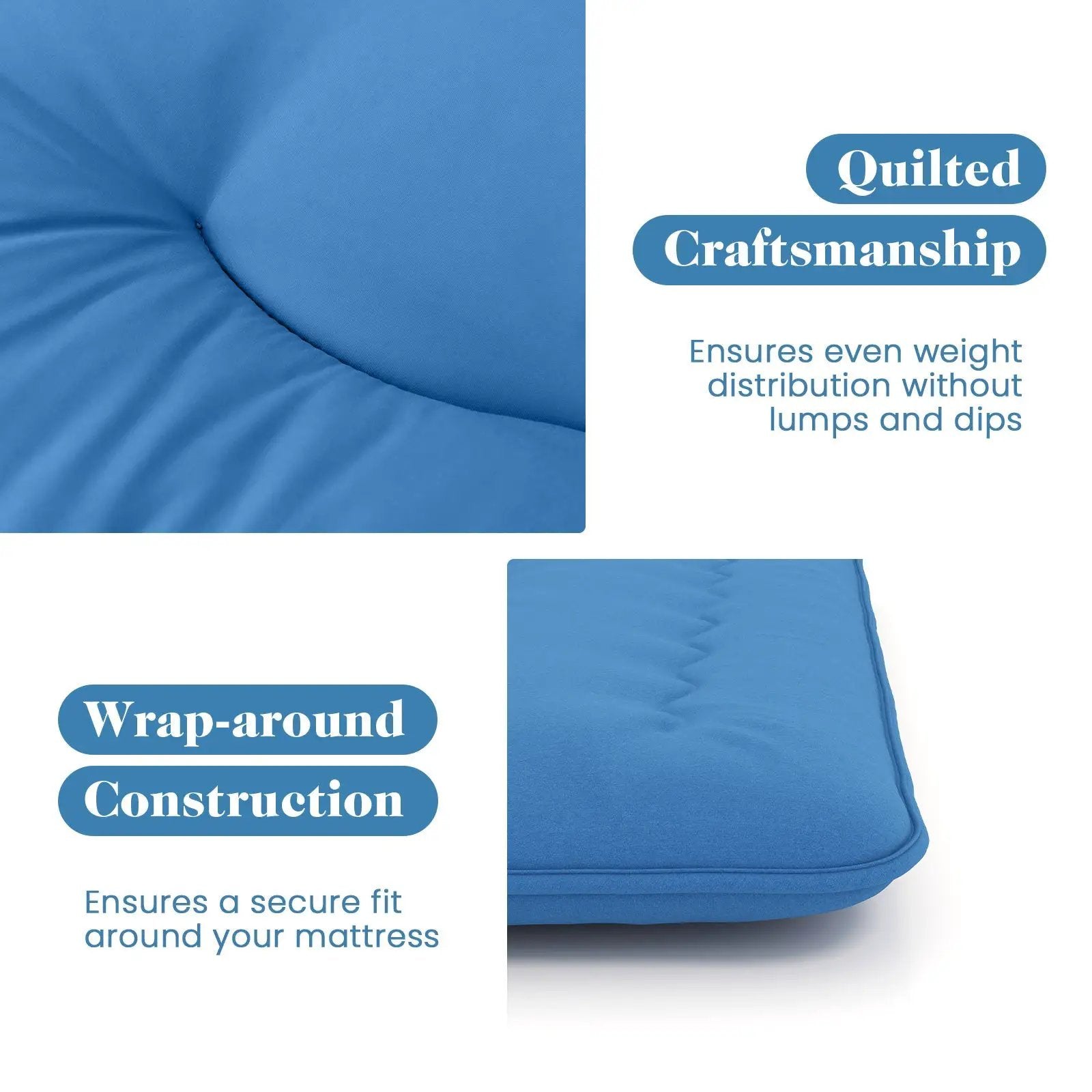 Foldable Futon Mattress with Washable Cover and Carry Bag for Camping Blue by DirectDeals