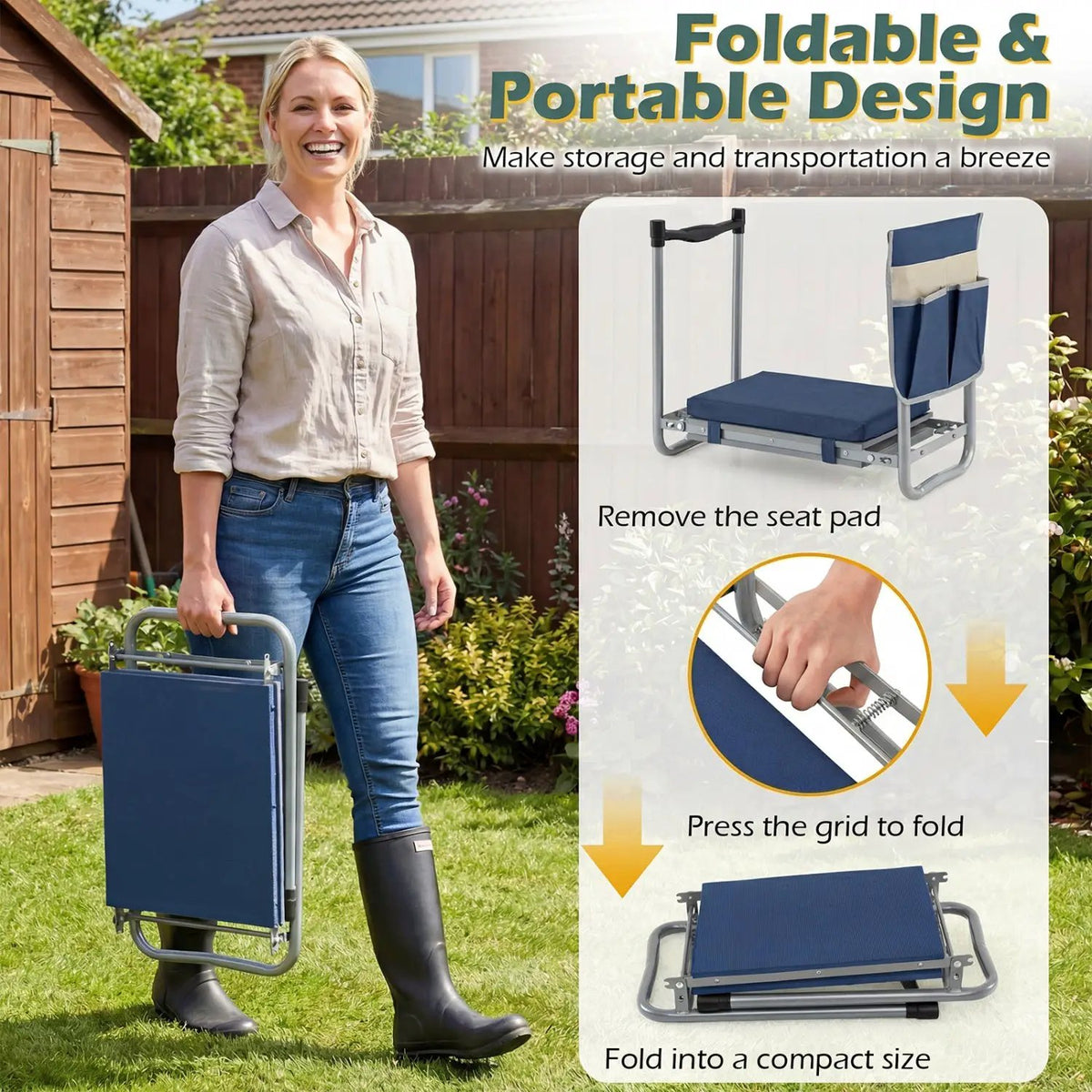 Foldable Garden Kneeler and Seat for Seniors Gardeners, photo 14 of 16