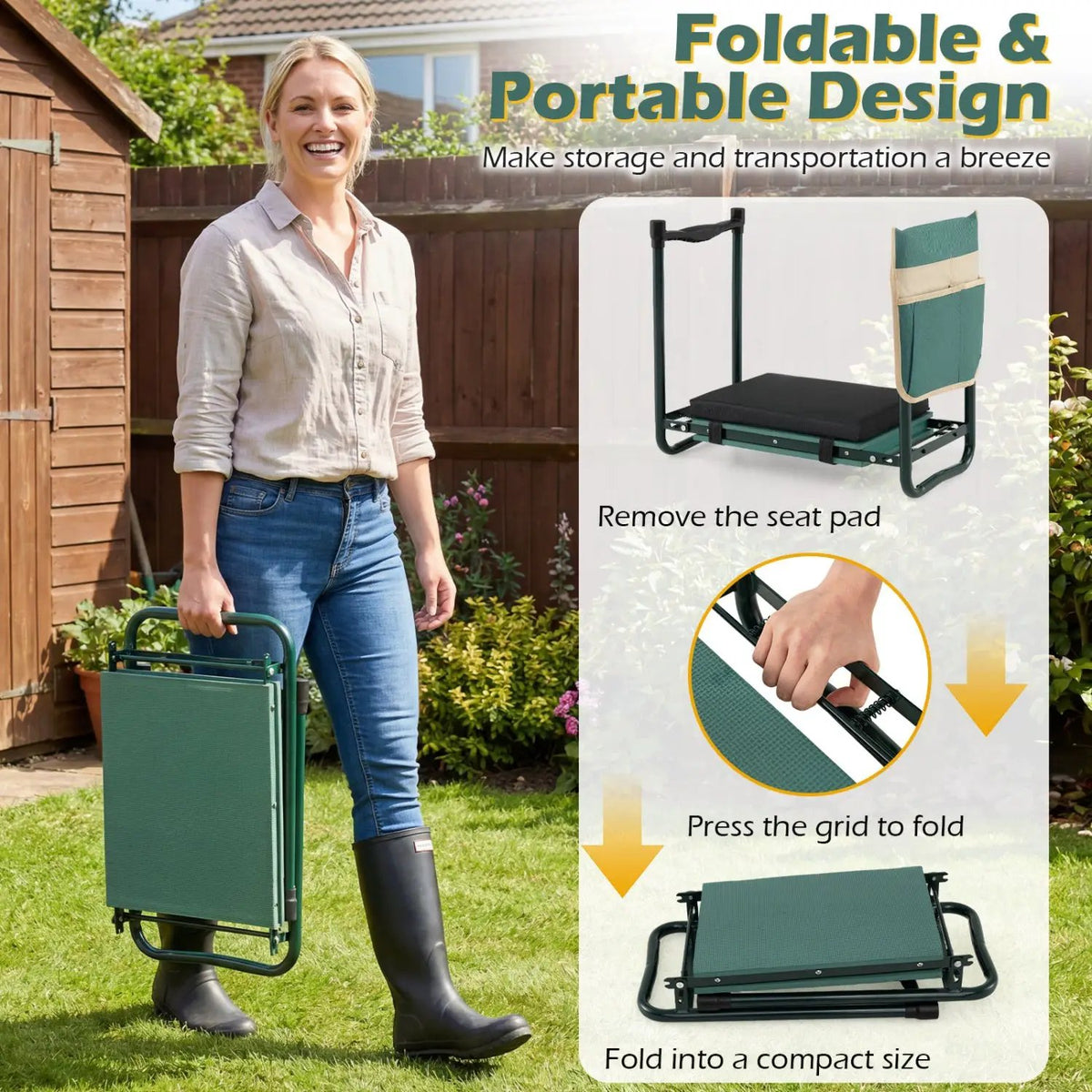 Foldable Garden Kneeler and Seat for Seniors Gardeners, photo 7 of 16
