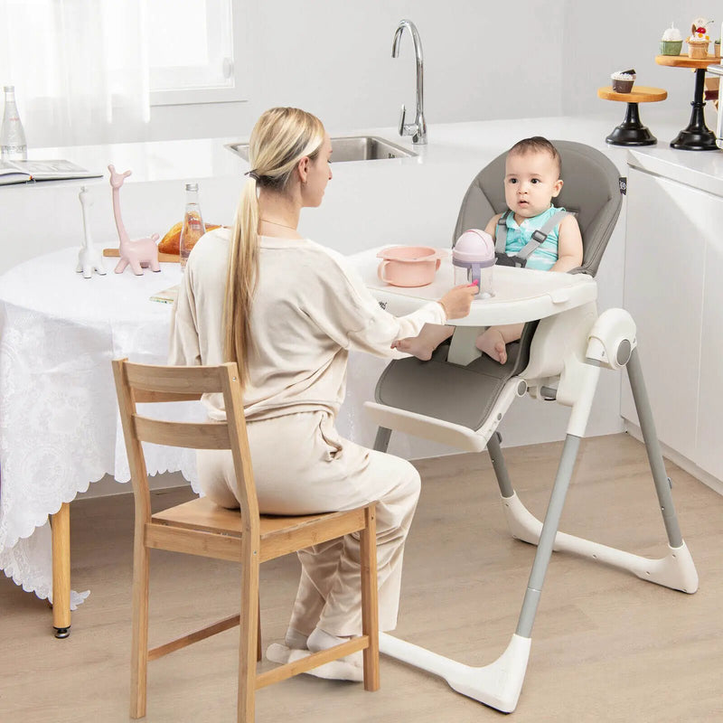 4-in-1 Foldable Baby High Chair with 7 Adjustable Heights and Free Toys Bar by DirectDeals