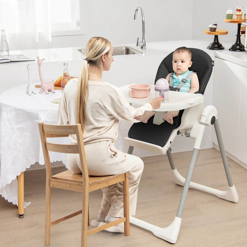 4-in-1 Foldable Baby High Chair with 7 Adjustable Heights and Free Toys Bar by DirectDeals