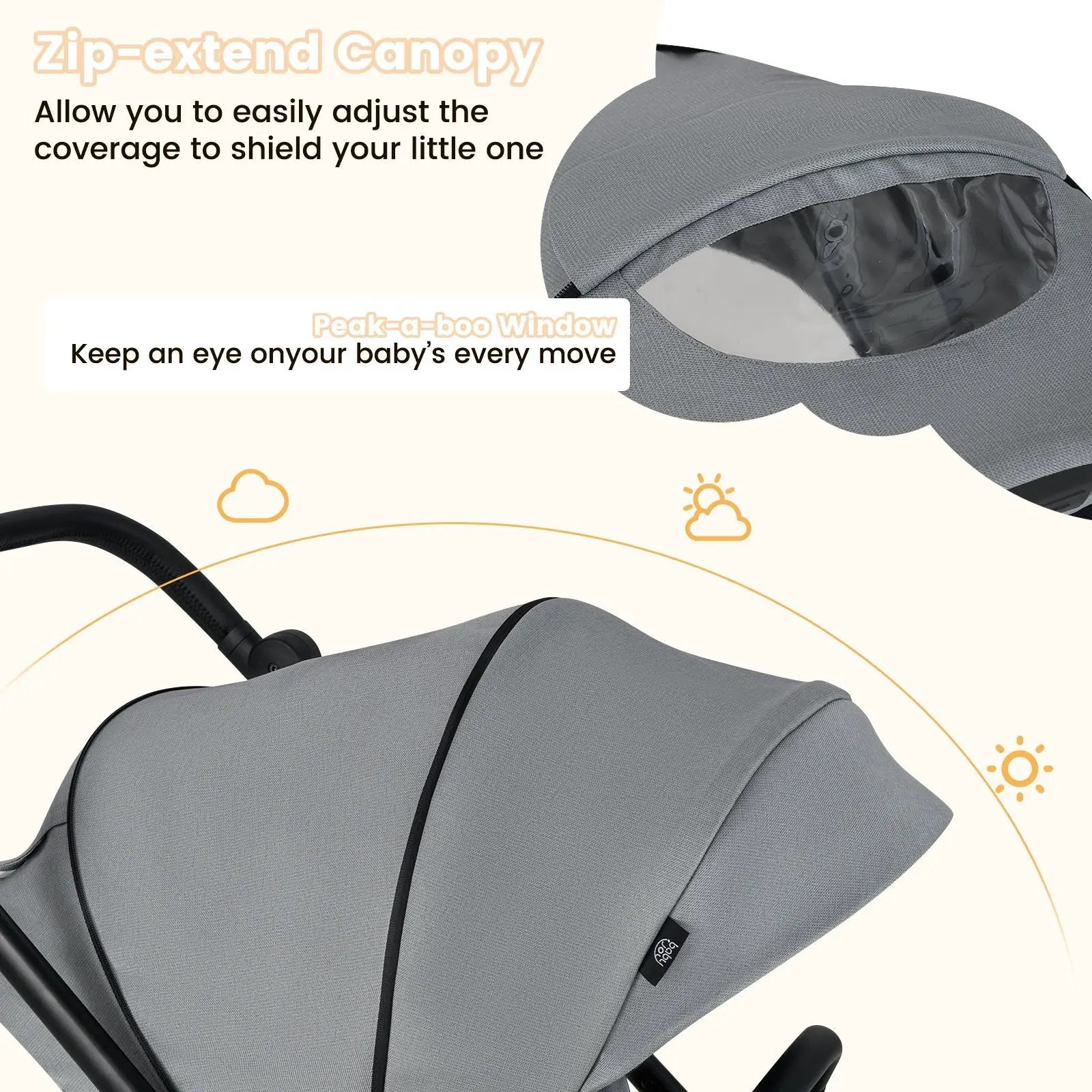 Foldable Infant Pram Stroller with Reversible Seat Reclining Backrest by DirectDeals