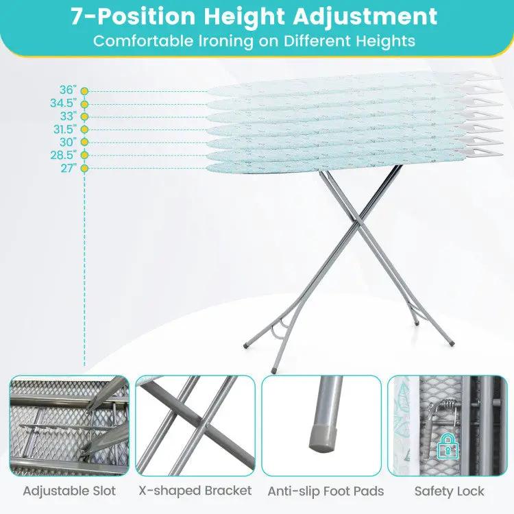 Foldable Ironing Board with Iron Rest and Adjustable Height, photo 7 of 9