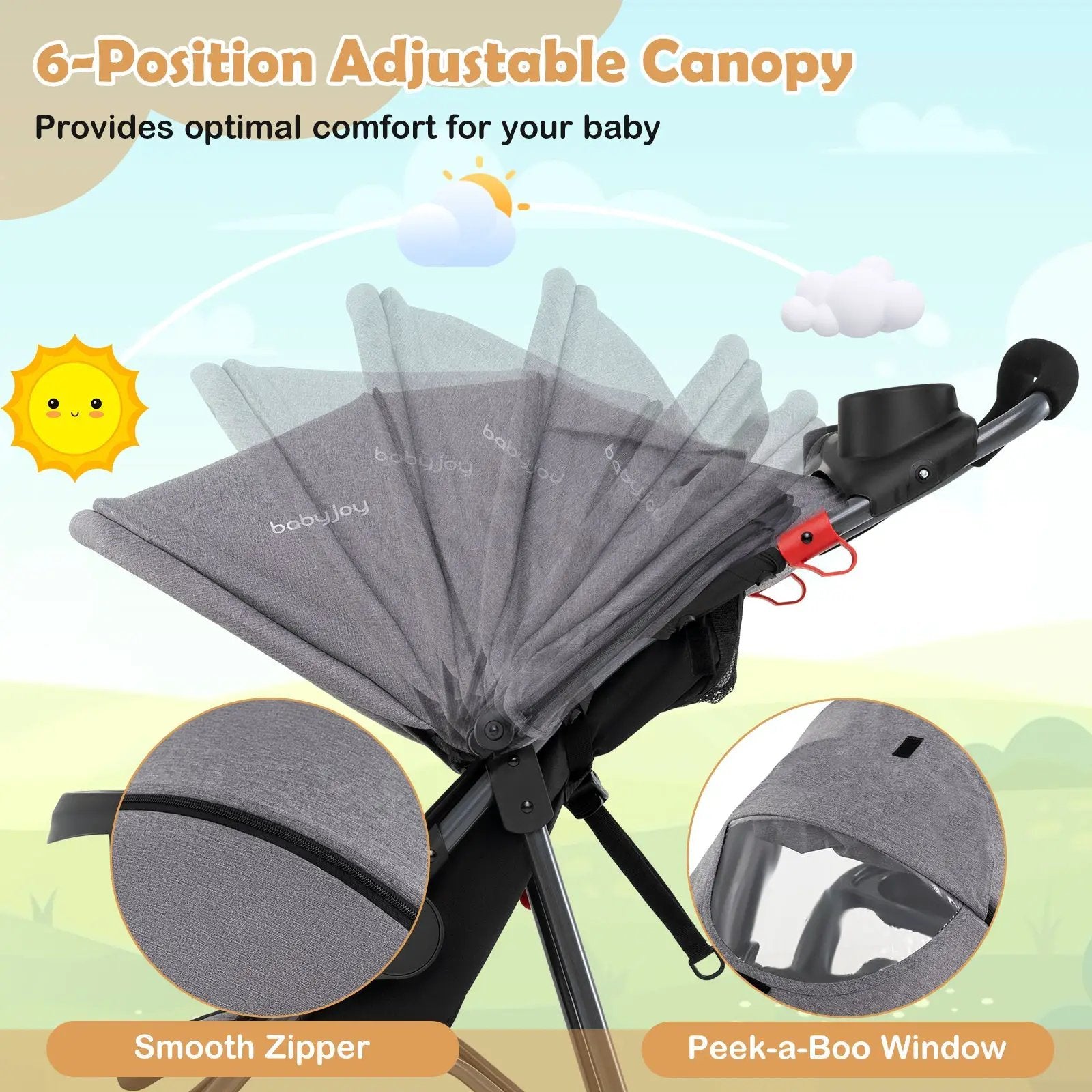 Foldable Jogging Stroller with Detachable Tray and Air-Filled Rubber Tires by DirectDeals