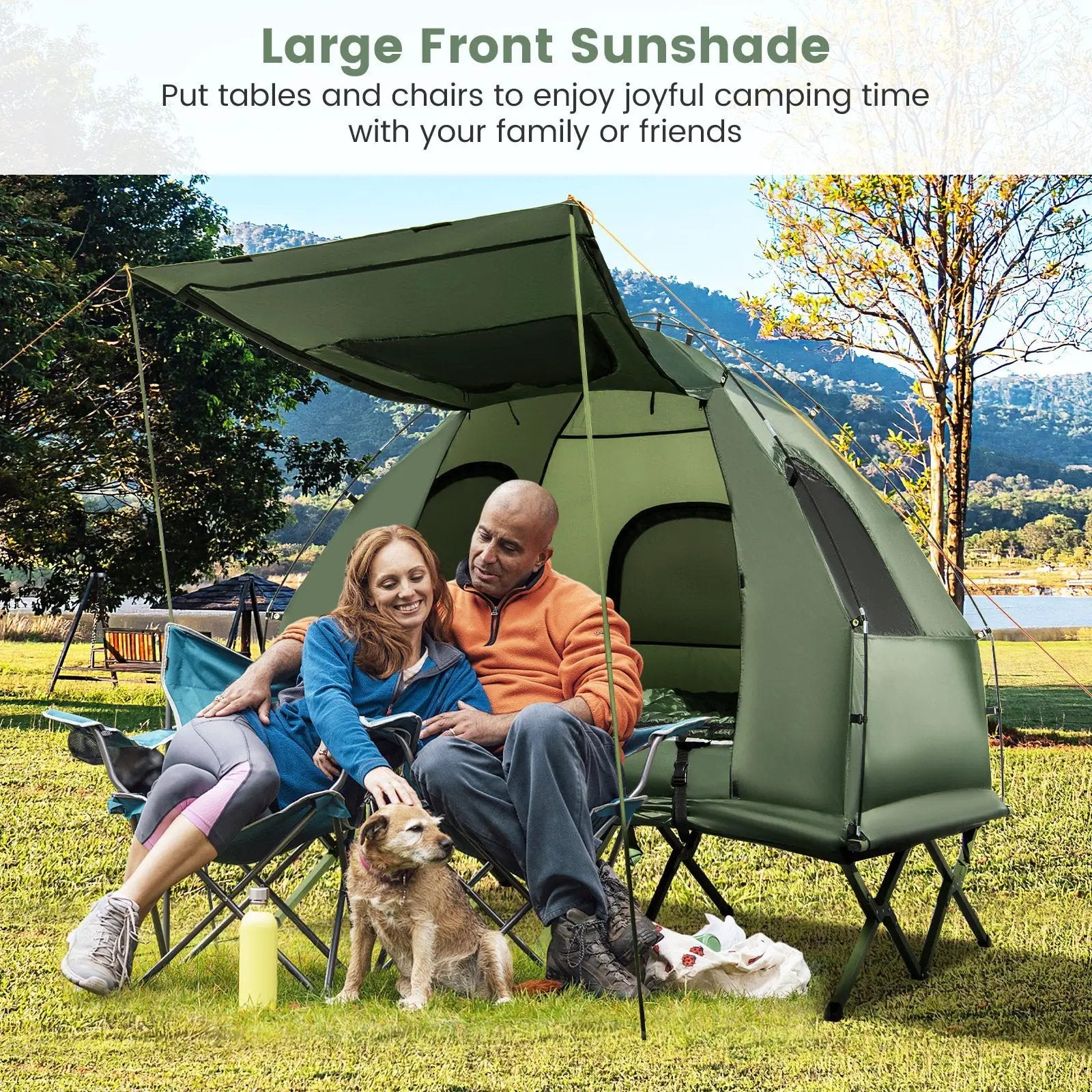 5-in-1 2-Person Foldable Outdoor Camping Tent Cot with Air Mattress and Sleeping Bag by DirectDeals