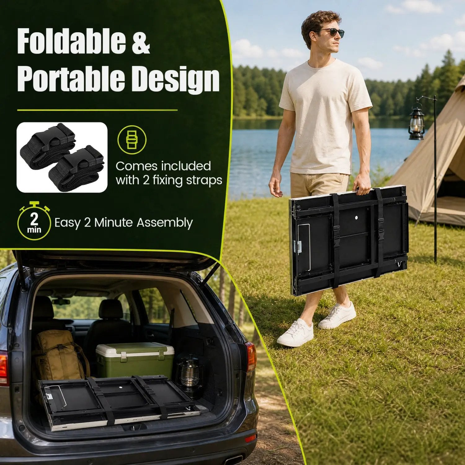 Foldable Outdoor Cook Station with Removable Shelves by DirectDeals