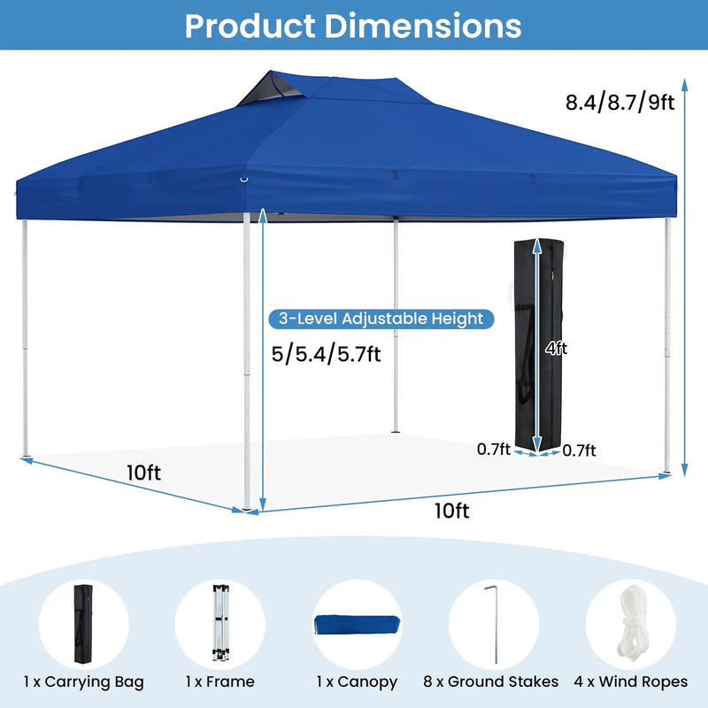 10 X 10 FT Foldable Outdoor Patio Shelter Canopy Tent with 1-Push Center Lock by DirectDeals