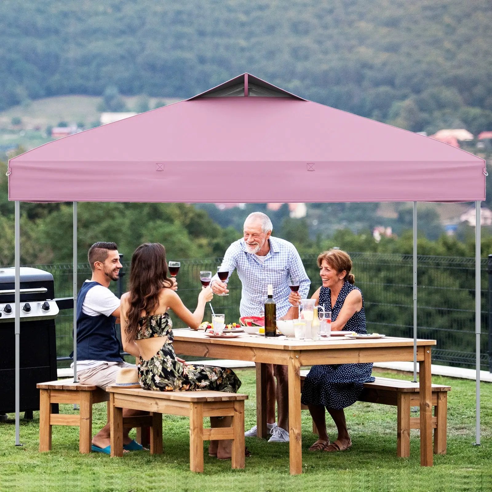10 X 10 FT Foldable Outdoor Patio Shelter Canopy Tent with 1-Push Center Lock by DirectDeals