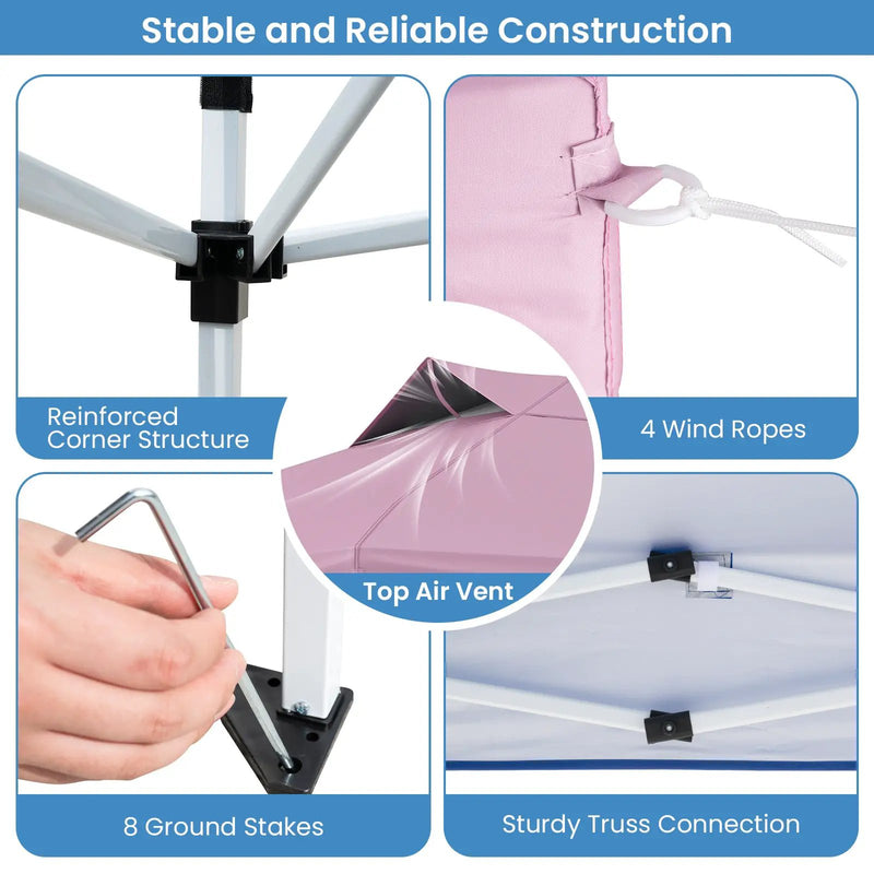 10 X 10 FT Foldable Outdoor Patio Shelter Canopy Tent with 1-Push Center Lock by DirectDeals