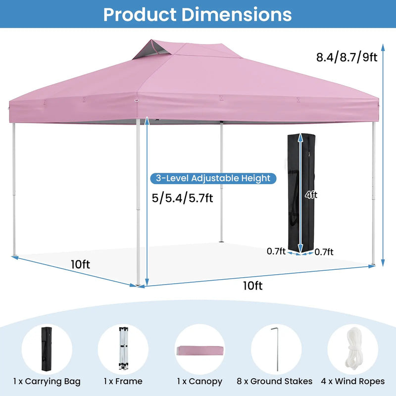 10 X 10 FT Foldable Outdoor Patio Shelter Canopy Tent with 1-Push Center Lock by DirectDeals