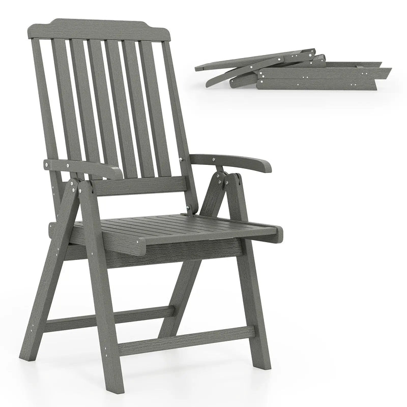 Foldable Patio Chair All-Weather HDPE Outdoor Dining Chair with Armrest by DirectDeals