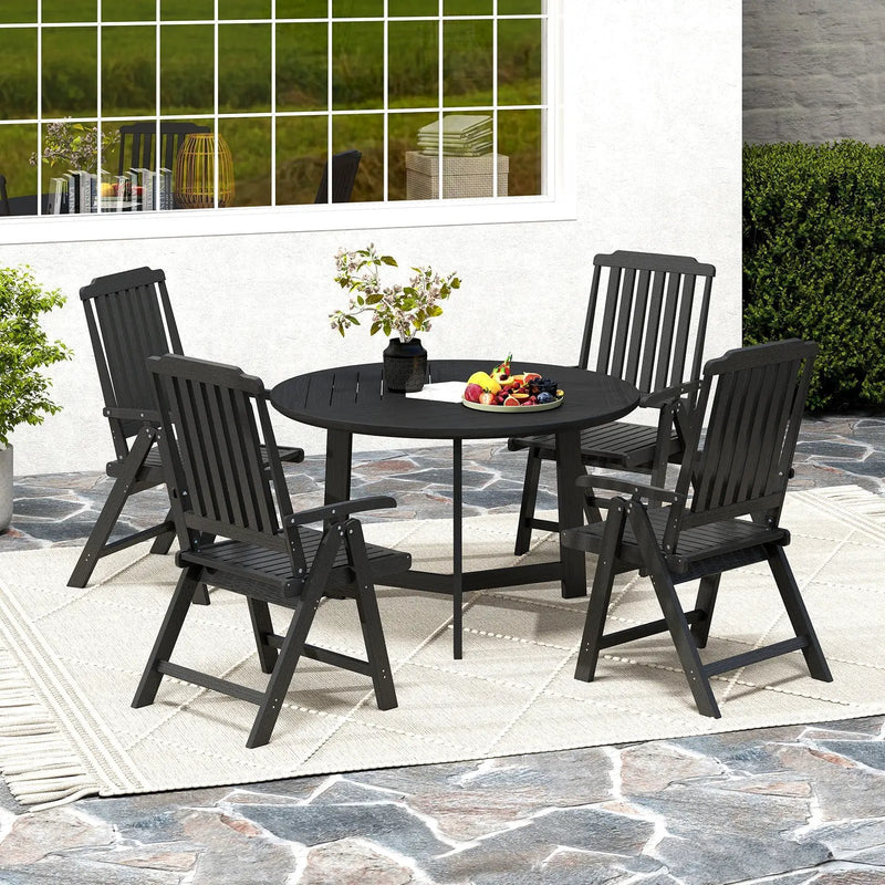 Foldable Patio Chair All-Weather HDPE Outdoor Dining Chair with Armrest by DirectDeals